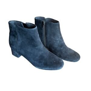 Clark Suede Black Ankle Boots Size 8 M Chartli Lilac Block Heel Med Heel Height